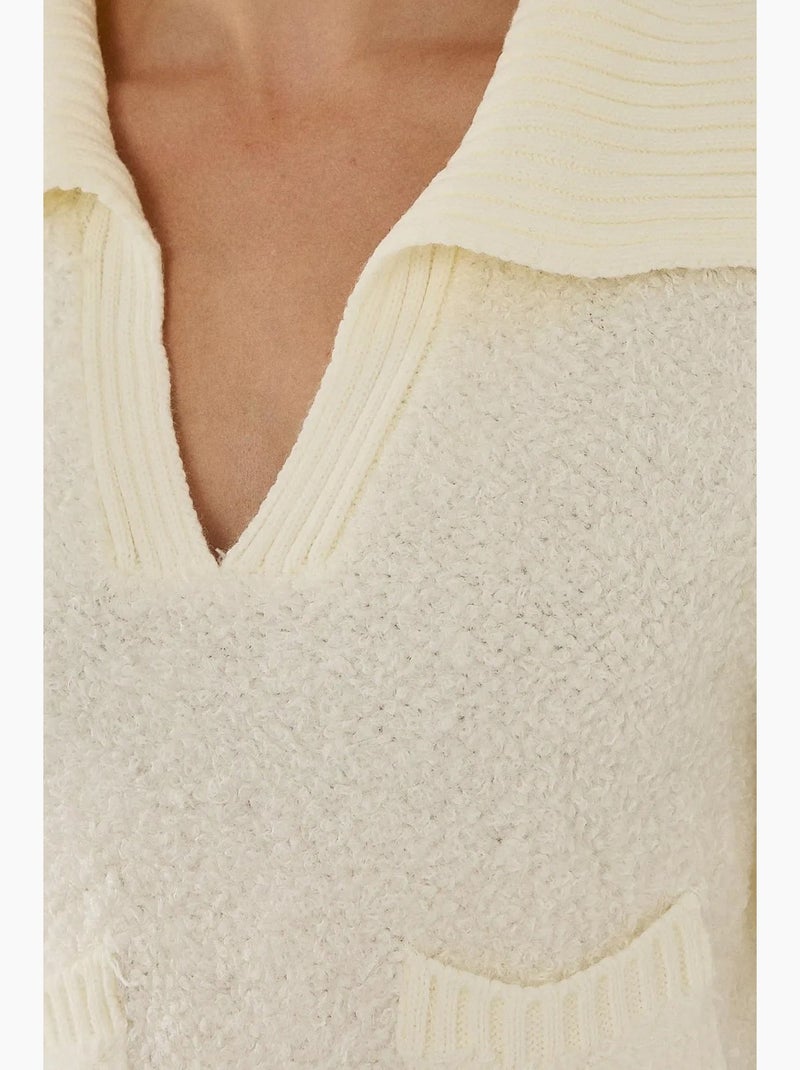 Blusa cropped com gola de camisola e bolso hiccup Bege natural - Kiabi