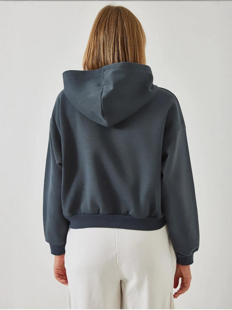 Blusa cropped de três fios escovada com fecho lateral lucci Cinza escuro - Kiabi