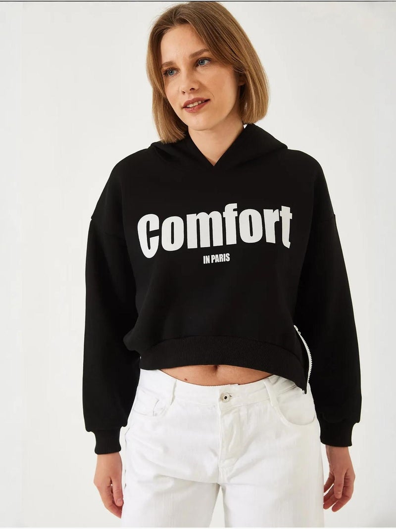Blusa cropped de três fios escovada com fecho lateral lucci Preto - Kiabi