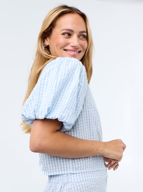 Blusa cropped em malha waffle - Kiabi