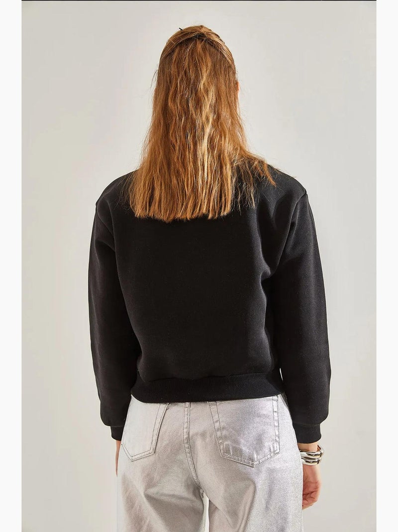 Blusa cropped estampada com três fios lucci Preto - Kiabi
