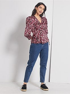 Blusa cruzada com manga balão - Kiabi