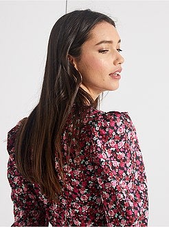 Blusa cruzada com manga balão - Kiabi