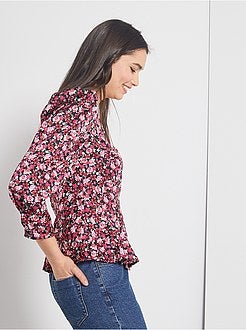 Blusa cruzada com manga balão - Kiabi