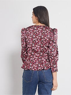 Blusa cruzada com manga balão - Kiabi