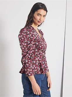 Blusa cruzada com manga balão - Kiabi