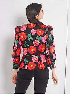 Blusa cruzada com manga balão - Kiabi