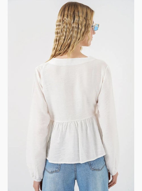 Blusa cruzada em crepe com decote em v e detalhe de laço bdart - Kiabi