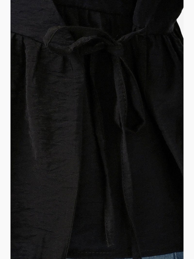 Blusa cruzada em crepe com decote em v e detalhe de laço bdart Preto - Kiabi