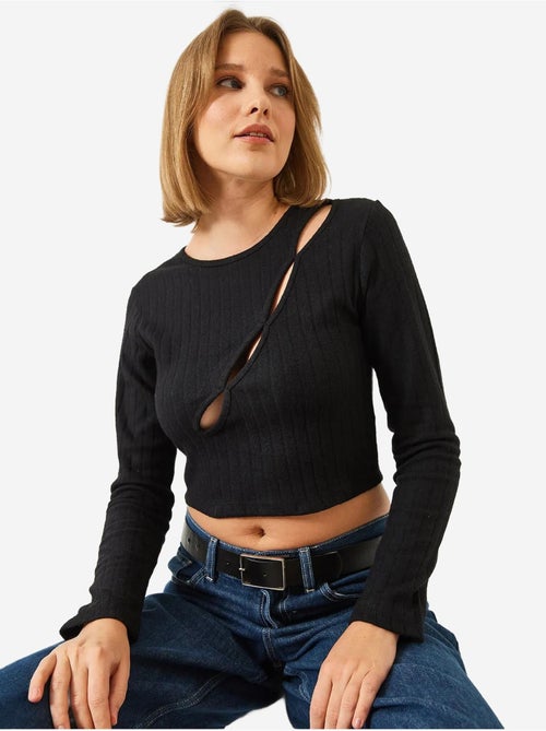 Blusa curta com decote frontal lucci - Kiabi Blusa curta com decote frontal lucci - Kiabi