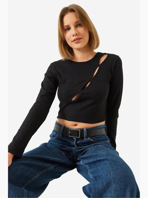 Blusa curta com decote frontal lucci - Kiabi Blusa curta com decote frontal lucci - Kiabi