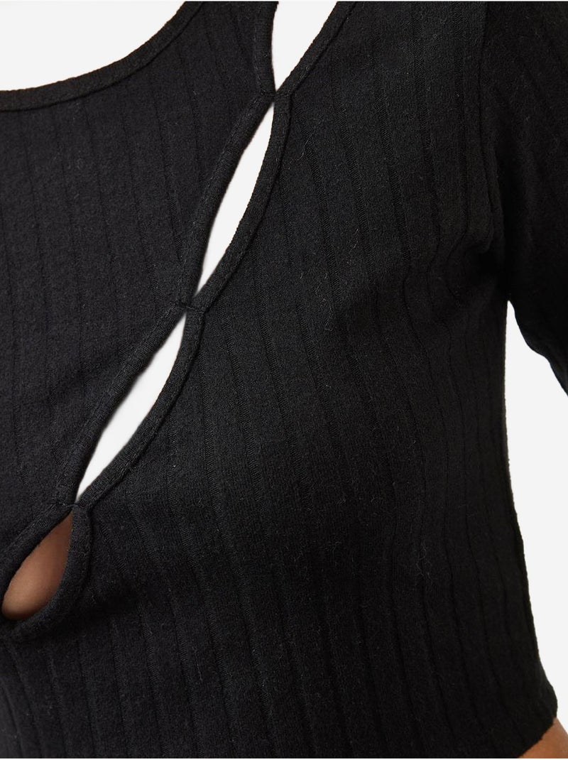 Blusa curta com decote frontal lucci Preto - Kiabi