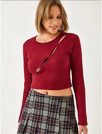 Blusa curta com decote frontal lucci