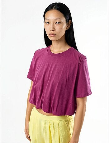 Blusa curta com gola redonda e elástico busem
