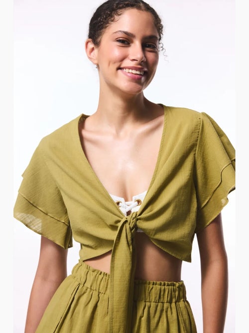 Blusa curta com laço penti - Kiabi