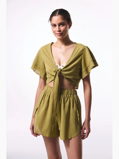 Blusa curta com laço penti - Kiabi