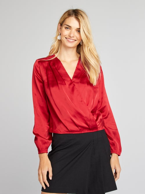 Blusa curta de cetim - Kiabi