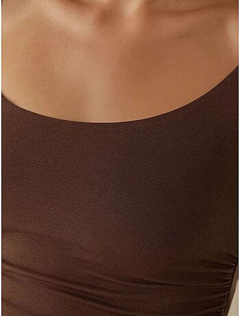 Blusa curta em viscose com gola redonda e corte slim fit hiccup