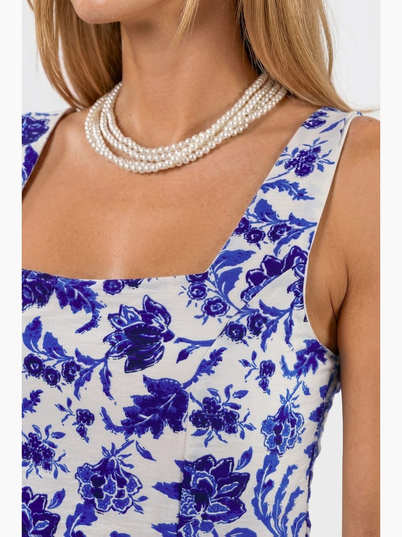 Blusa curta floral com gola quadrada busem Multicolorido - Kiabi