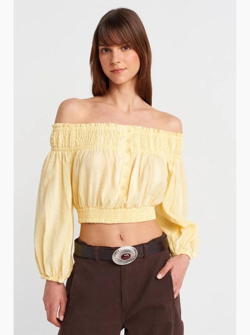 Blusa curta ombros descobertos dilvin - Kiabi