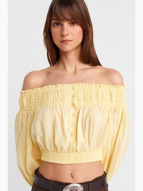Blusa curta ombros descobertos dilvin - Kiabi
