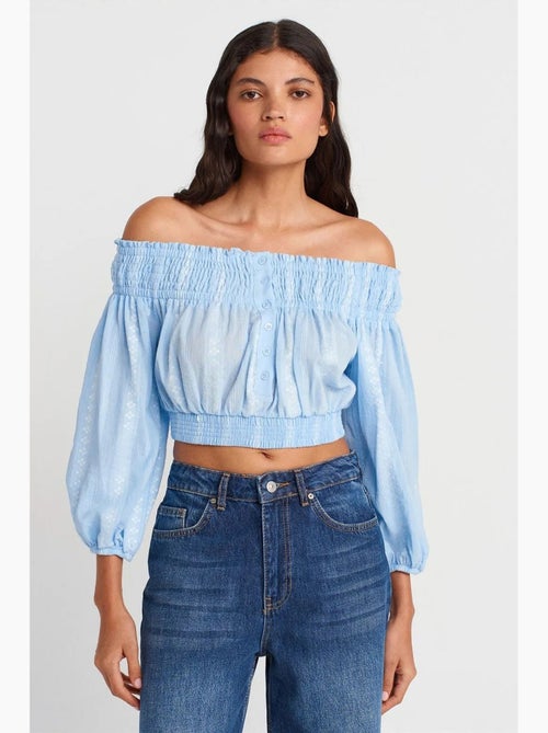 Blusa curta ombros descobertos dilvin - Kiabi Blusa curta ombros descobertos dilvin - Kiabi