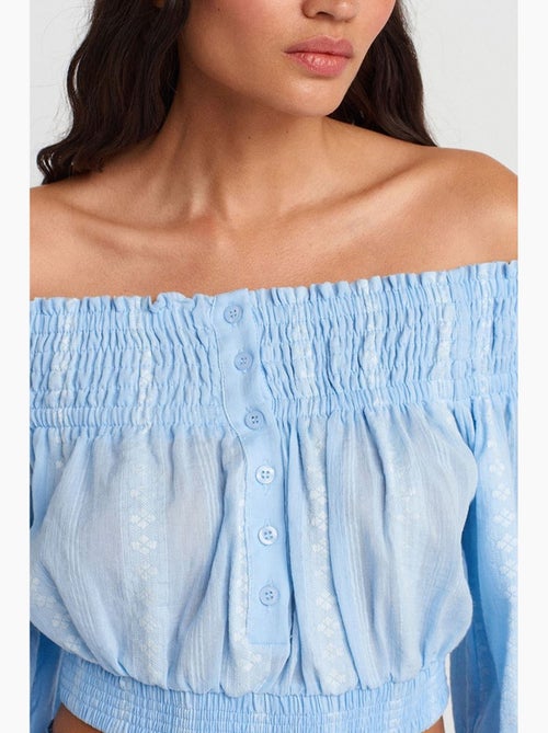 Blusa curta ombros descobertos dilvin - Kiabi Blusa curta ombros descobertos dilvin - Kiabi