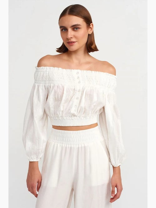 Blusa curta ombros descobertos dilvin - Kiabi