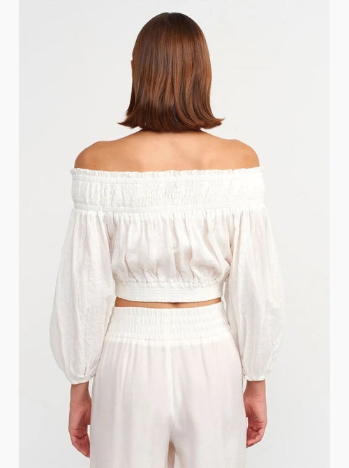 Blusa curta ombros descobertos dilvin - Kiabi