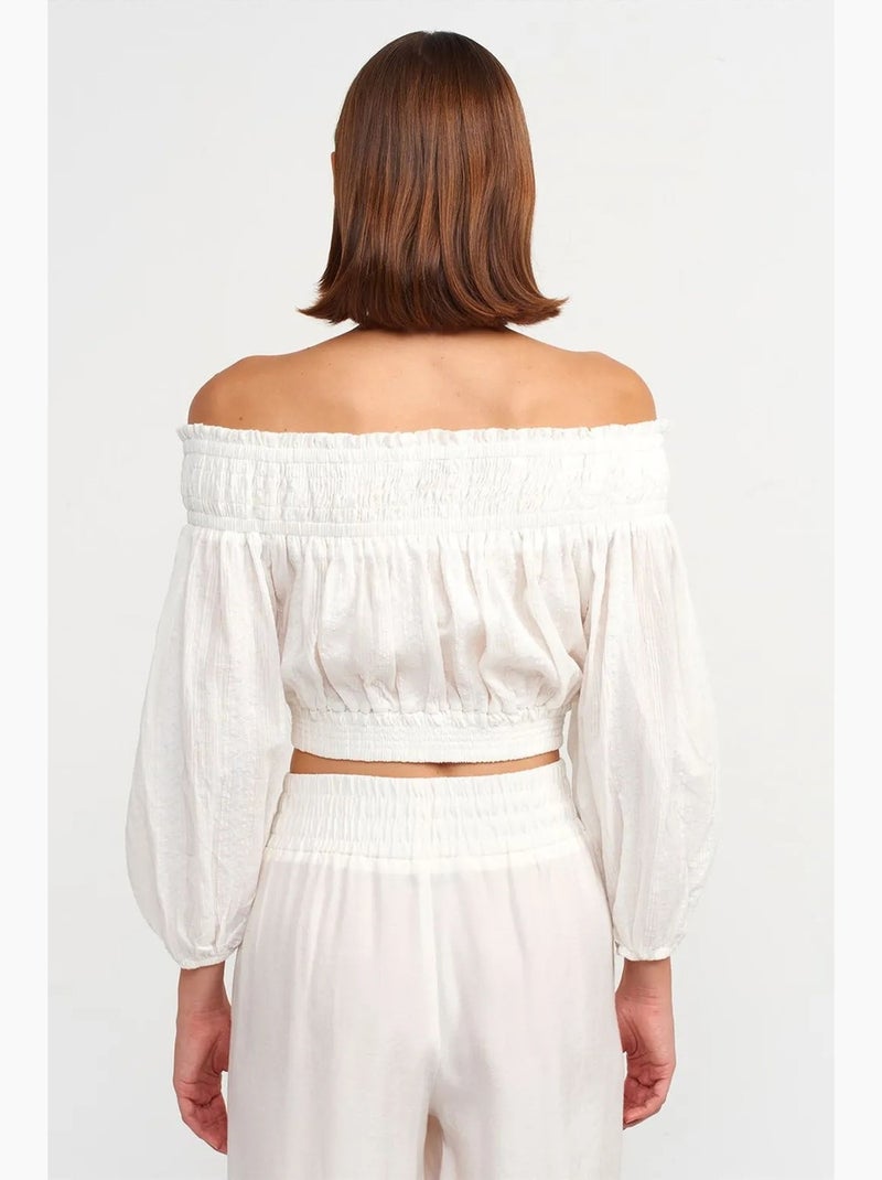 Blusa curta ombros descobertos dilvin Branco - Kiabi
