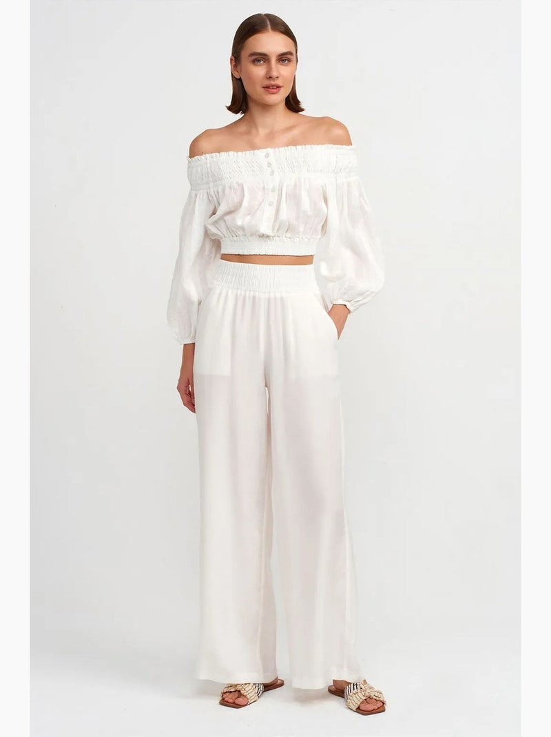 Blusa curta ombros descobertos dilvin Branco - Kiabi