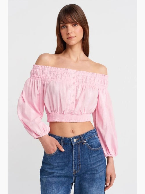 Blusa curta ombros descobertos dilvin - Kiabi