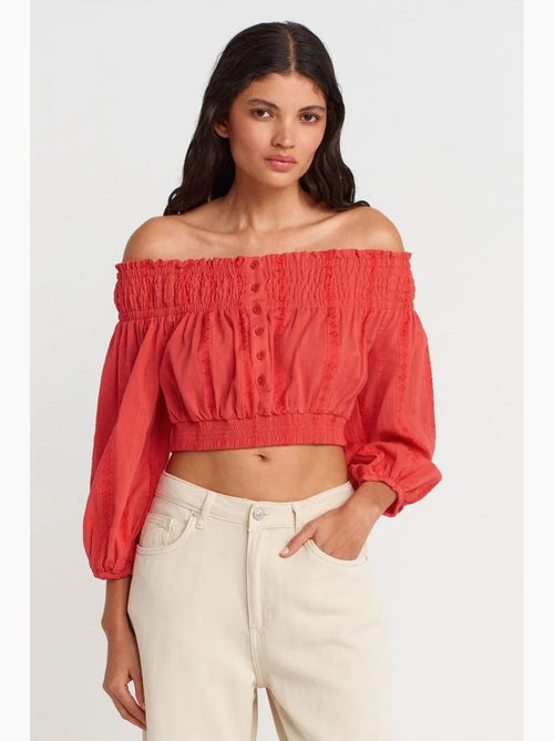Blusa curta ombros descobertos dilvin - Kiabi