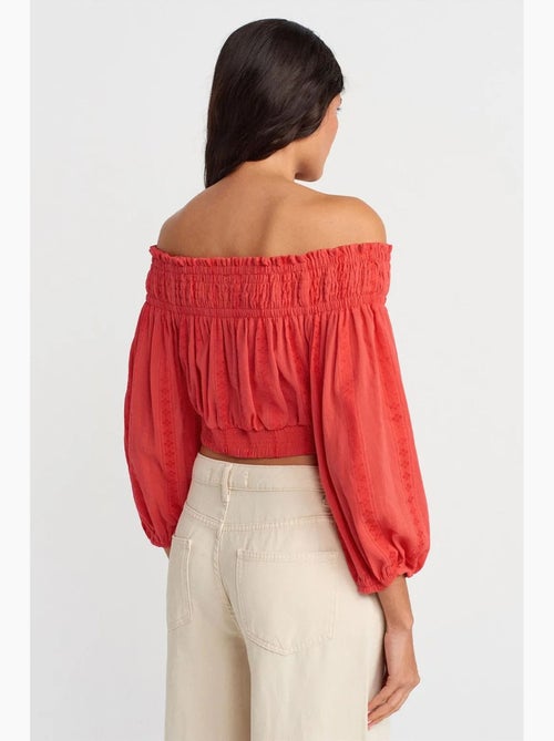 Blusa curta ombros descobertos dilvin - Kiabi