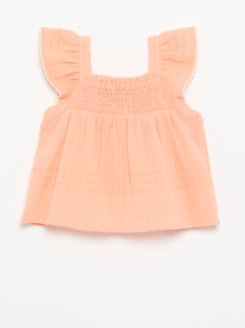 Blusa de alças em dobby Laranja - Kiabi