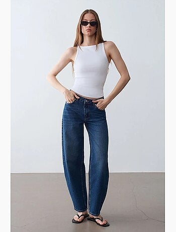 Blusa de algodão canelado com decote halter dilvin