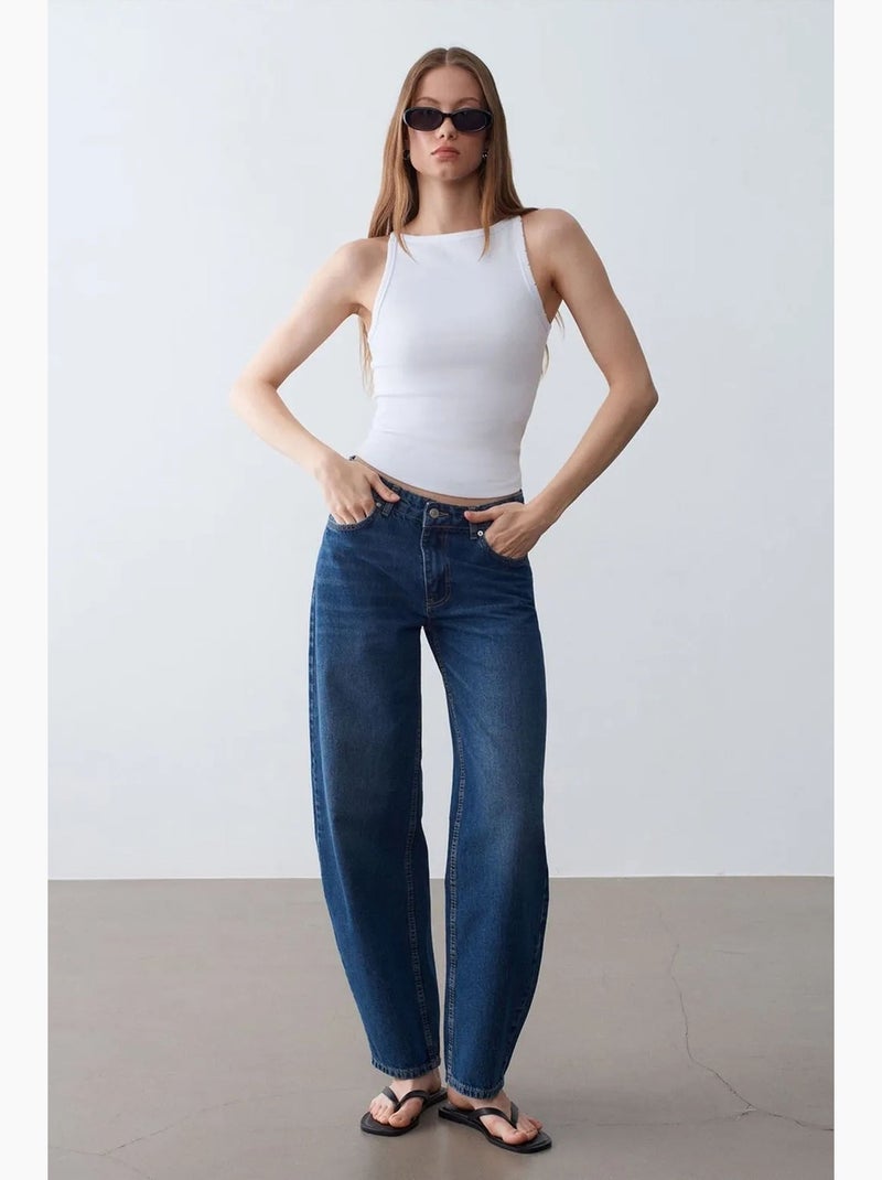 Blusa de algodão canelado com decote halter dilvin Branco - Kiabi