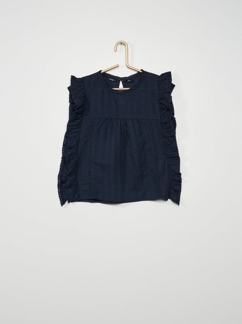 Blusa de algodão com folhos - Kiabi