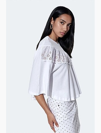 Blusa de algodão de corte relaxado com gola careca busem