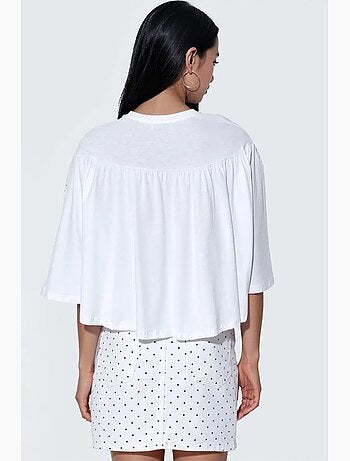 Blusa de algodão de corte relaxado com gola careca busem