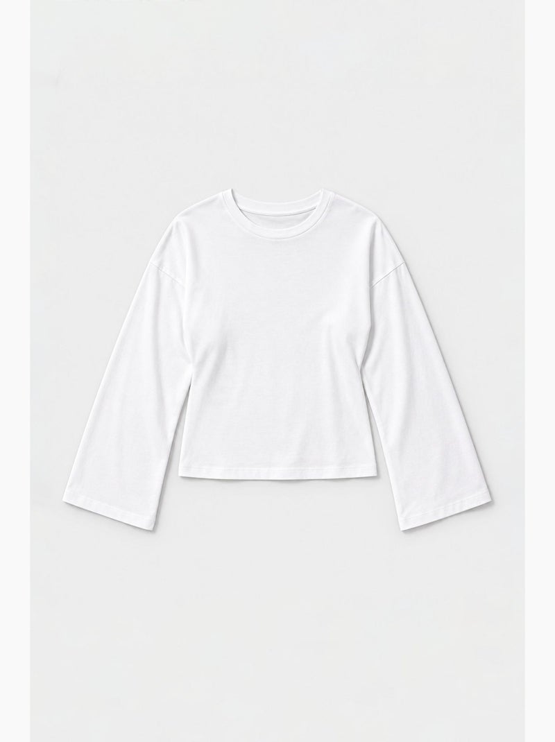 Blusa de algodão e elastano busem Branco - Kiabi
