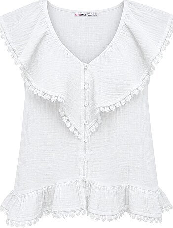 Blusa de algodão sem mangas com decote em v mixray