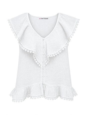 Blusa de algodão sem mangas com decote em v mixray