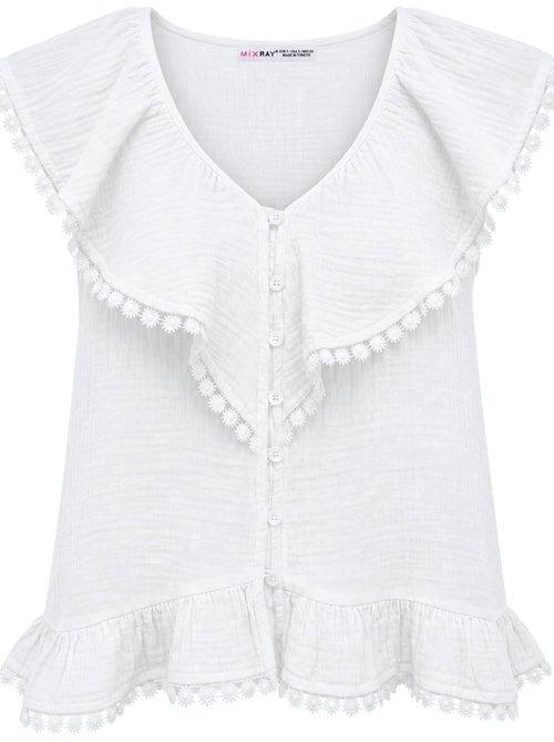 Blusa de algodão sem mangas com decote em v mixray - Kiabi Blusa de algodão sem mangas com decote em v mixray - Kiabi