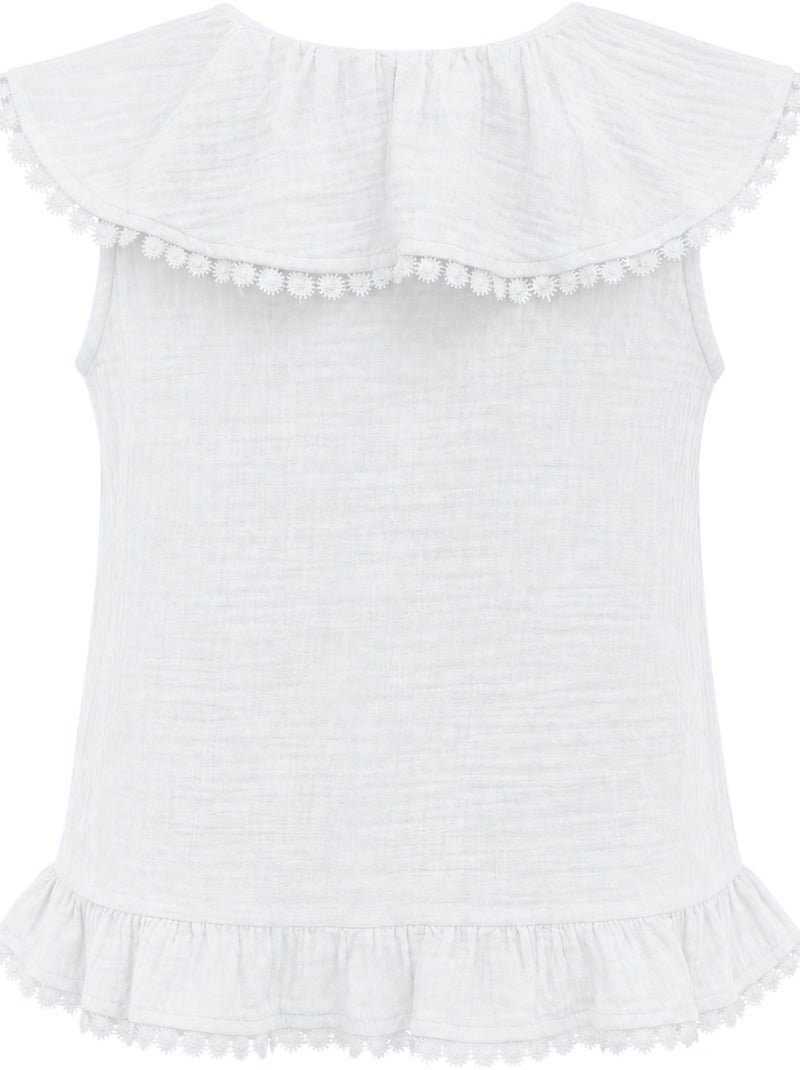 Blusa de algodão sem mangas com decote em v mixray Branco - Kiabi