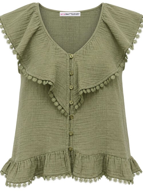 Blusa de algodão sem mangas com decote em v mixray - Kiabi Blusa de algodão sem mangas com decote em v mixray - Kiabi