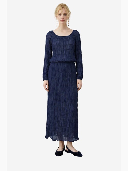 Blusa de algodão texturizado e conjunto com saia maxi lucci - Kiabi
