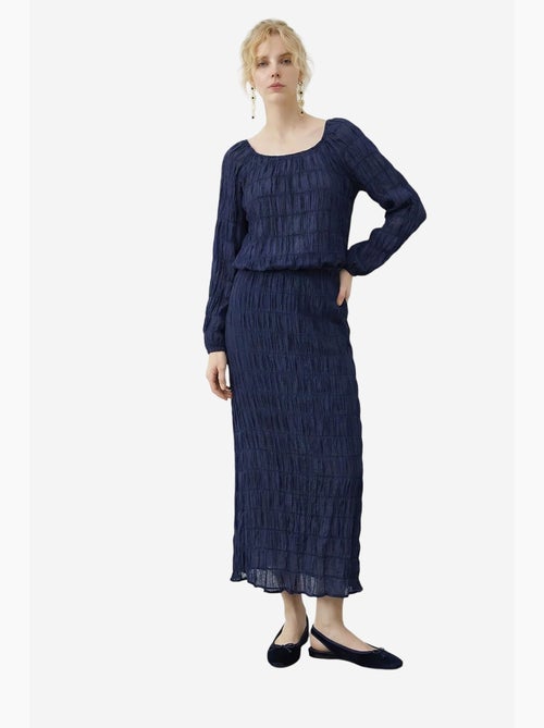 Blusa de algodão texturizado e conjunto com saia maxi lucci - Kiabi