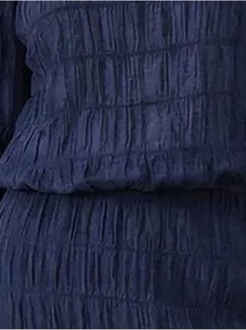 Blusa de algodão texturizado e conjunto com saia maxi lucci Azul-marinho - Kiabi