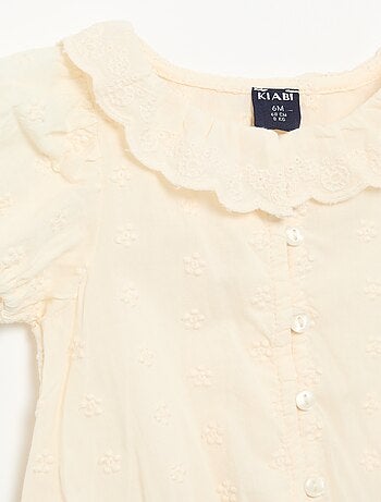 Blusa de broderie anglaise de manga curta
